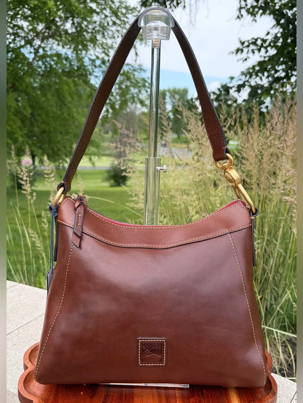 Dooney & Bourke Cassidy Hobo Large Chestnut Brown Florentine Leather NWT